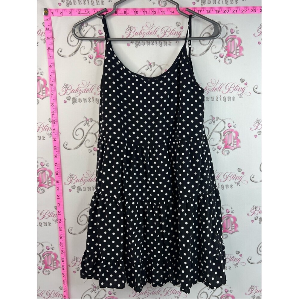Talula aritzia dress tier Black and White Polka Dot Tiered Spaghetti-Strap Dress